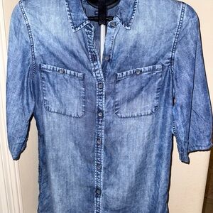 True Religion Buttery Soft Blue Button Up Shirt